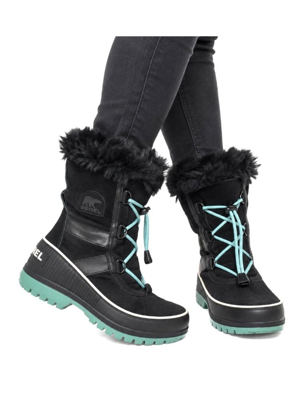 Sorel Boots Womens 6 Black Suede Lace Snow Y2K Gorpcore Hiking Après Ski Chalet